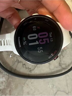 garmin White and Black GPS Running Smartwatch with Color Display